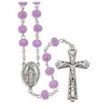  LIGHT AMETHYST "CANDIED" TEXTURED ACRYLIC BEAD ROSARY 